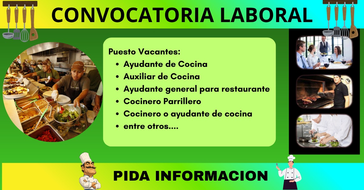 Trabajos de Ayudante de Cocina- Ofertas y Vacantes Actuales